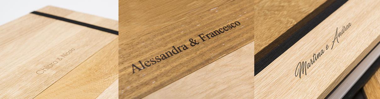 Album da matrimonio in legno rovere personalizzato con nomi